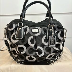 Coach black and silver cloth purse